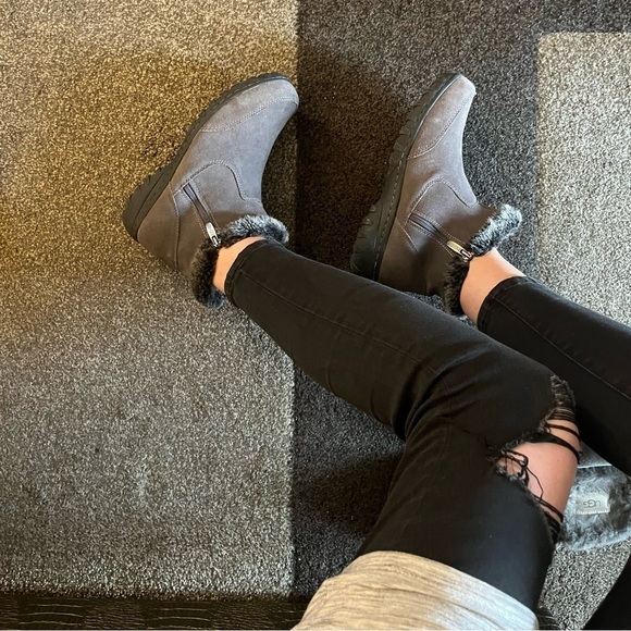 Khombu Suede Faux Fur Ankle Boots Size 9 - Picture 10 of 13